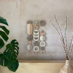 Handmade Boho Geometric Wall Art - Wood & Metal, Living Room Decor - thumbnail 2