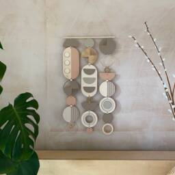 Handmade Boho Geometric Wall Art - Wood & Metal, Living Room Decor - thumbnail 1