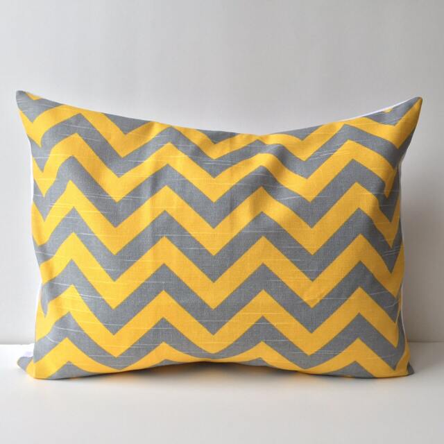 14x18 Yellow & Grey, Chevron Pattern