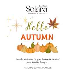 Hello Autumn Scented Candle Pumpkin Decor Cosy Fall Gift For Friends Mum Grandma Birthday Gift, Vibes Leaves - thumbnail 2