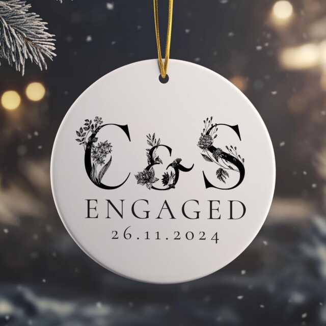 First Christmas Engaged Ornament, Personalized Ornament, Our 1st Couple Ornament, First Engagement Ornaments - image 1