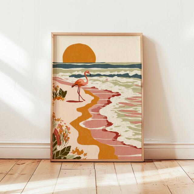 Flamingo Poster, Pink Wall Art, Tropical Bird Print, Animal Posters For Bedroom, Modern Prints, Nature Art Decor Gift - image 1