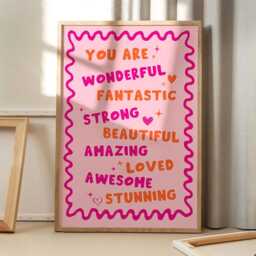 You Are Wonderful Art Canvas Poster, Trendy Wall Art, Apartment Aesthetic Decor, Retro Home Printed Gift - thumbnail 3