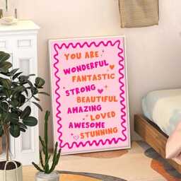 You Are Wonderful Art Canvas Poster, Trendy Wall Art, Apartment Aesthetic Decor, Retro Home Printed Gift - thumbnail 1