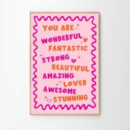 You Are Wonderful Art Canvas Poster, Trendy Wall Art, Apartment Aesthetic Decor, Retro Home Printed Gift - thumbnail 2