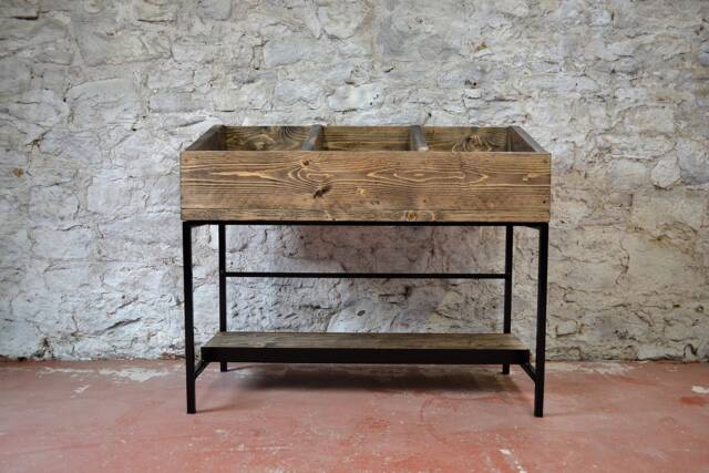 Vinyl Storage & Display Stand - Handmade Reclaimed Wood Record Unit Lp Shelf Turntable Industrial Rack - image 1