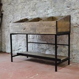 Vinyl Storage & Display Stand - Handmade Reclaimed Wood Record Unit Lp Shelf Turntable Industrial Rack - thumbnail 2