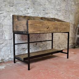 Vinyl Storage & Display Stand - Handmade Reclaimed Wood Record Unit Lp Shelf Turntable Industrial Rack - thumbnail 3