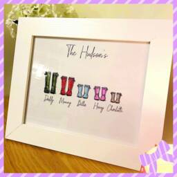 Personalised Family Wellington Boots Printed Photo Frame - Gift - thumbnail 3
