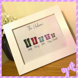 Personalised Family Wellington Boots Printed Photo Frame - Gift - thumbnail 2