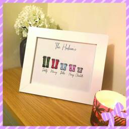 Personalised Family Wellington Boots Printed Photo Frame - Gift