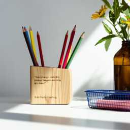 Personalized Pen Holder - Wooden Desk Organizer Cup, Custom Engraved Pencil Stand For Office, Handmade Stationery Pot - thumbnail 2