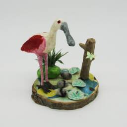 Paperweight Pink Spatula Bird At The Water's Edge Scene Entirely Hand Made - thumbnail 1