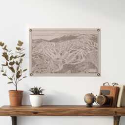Schweitzer Idaho Mountain Map Felt Poster Banner - Vintage Ski Snowboard Mountain Wall Art Gift. Flag Pennant Home Decor. Usa Handmade - thumbnail 1