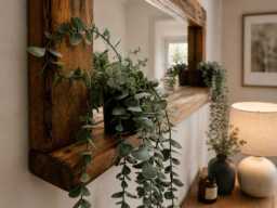 Handmade Waxed Wooden Mirror - Rustic Bathroom Hallway Bedroom Wall