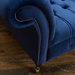 Handmade Large 4 Seater Navy Blue Velvet Chesterfield Sofa Couch - thumbnail 4