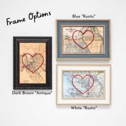 Estonia Heart Map - Custom Gift Anniversary For Him Framed Wedding Vintage Print Of W Hand-Embroidered - thumbnail 3