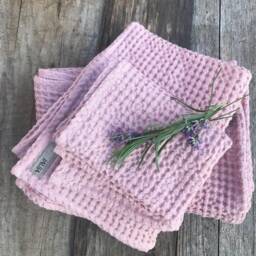 Linen Waffle Face Towel in Dusty Pink/Small Spa Towel/Soft, Fluffy Towels/Quality Towels/Spa Accessories/Absorbent Cloth - thumbnail 2