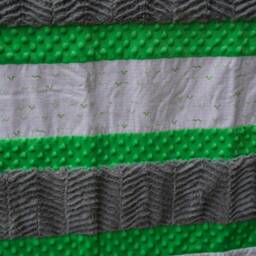 Handmade Modern Baby Minky Blanket Green, Gray & White Inchworm Printed - thumbnail 3