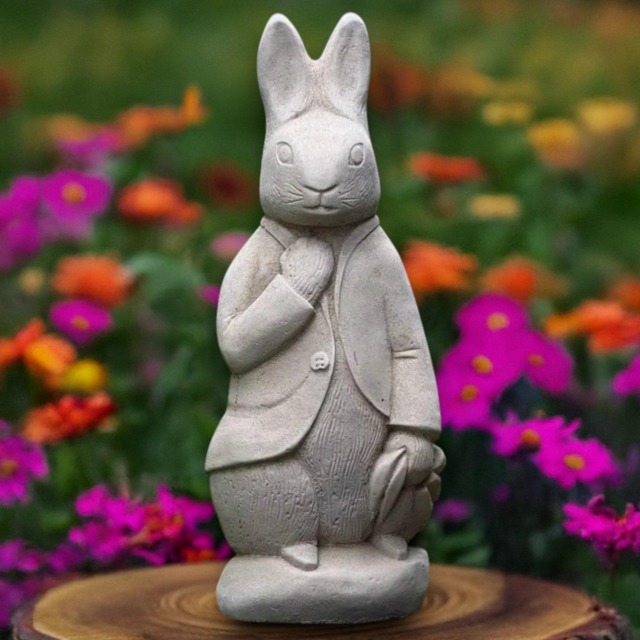 Unique Wite Rabbit Statue Concrete Peter Sculpture Outdoor Animal Figurine Stone Bunny Ornament Handmade Memorial Pet Art - image 1