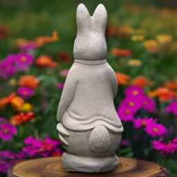 Unique Wite Rabbit Statue Concrete Peter Sculpture Outdoor Animal Figurine Stone Bunny Ornament Handmade Memorial Pet Art - thumbnail 4