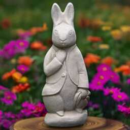 Unique Wite Rabbit Statue Concrete Peter Sculpture Outdoor Animal Figurine Stone Bunny Ornament Handmade Memorial Pet Art - thumbnail 3