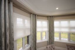 Custom Roman Shade Waterfall Style, Josh Oyster Fabric, Light Filtering - thumbnail 1