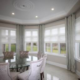 Custom Roman Shade Waterfall Style, Josh Oyster Fabric, Light Filtering - thumbnail 2