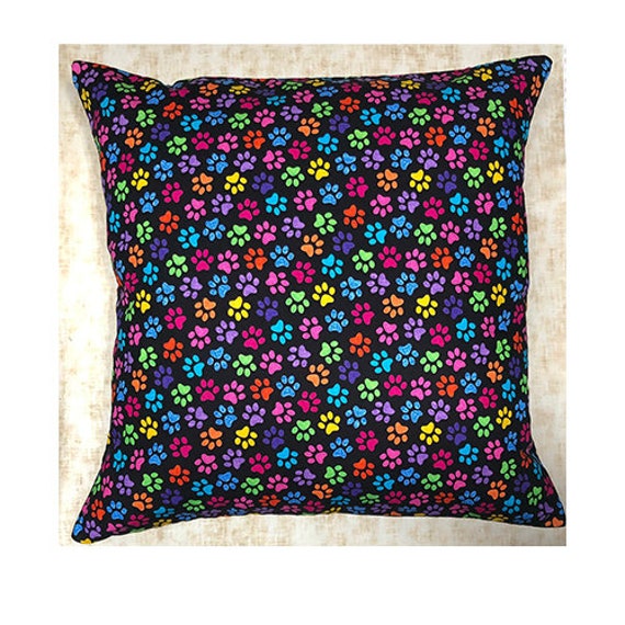 Fun Bright & Vibrant Paw Print Design ~ Cushion Cover Fits An 18 - image 1