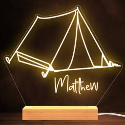 Camping Outdoors Tent Scouts Personalised Gift Warm White Lamp Night Light - thumbnail 1