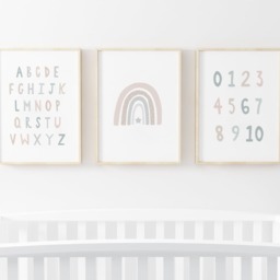 Gender Neutral Alphabet Rainbow Prints - Set Of 3, Baby Boy Print, Nursery Prints, Wall Art, Kids Bedroom, Numbers Abc Print - thumbnail 2