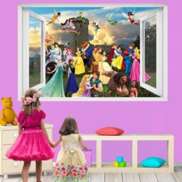 Princesses Princes Cartoon Characters Fairies Castle Wall Art Sticker Decal Mural Poster Girls Room Decor 1089 - thumbnail 1