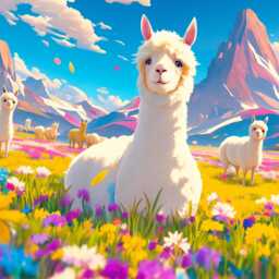 Colorful Alpaca Meadow Fantasy Rug Design & Tile Mat - Wildlife Nature Decor - thumbnail 4