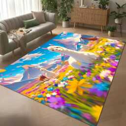 Colorful Alpaca Meadow Fantasy Rug Design & Tile Mat - Wildlife Nature Decor - thumbnail 2