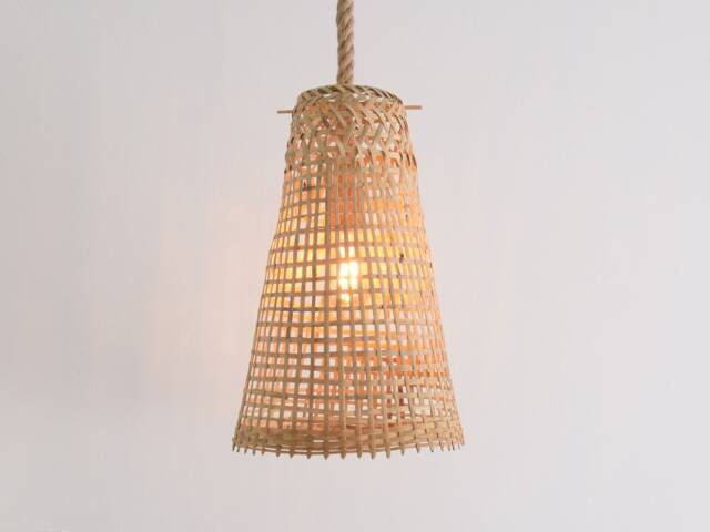 Handwoven Bamboo Pendant Lamp With Rope - Boho Rustic Light - image 1