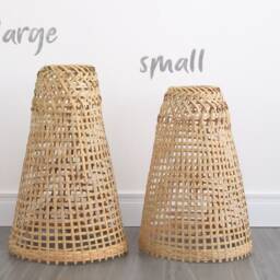 Handwoven Bamboo Pendant Lamp With Rope - Boho Rustic Light - thumbnail 4