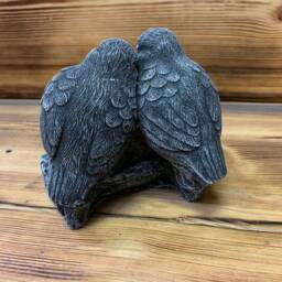 Stone Garden Cute Pair Of Love Birds Bird Blue Tit Statue Ornament - thumbnail 3