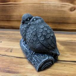 Stone Garden Cute Pair Of Love Birds Bird Blue Tit Statue Ornament - thumbnail 2