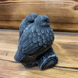 Stone Garden Cute Pair Of Love Birds Bird Blue Tit Statue Ornament - thumbnail 4