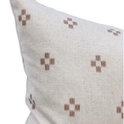 White & Tan Dot Hmong Pillow, Chiangmai Native Cotton Pillow Cover, Beige Batik Modern Farmhouse Boho Tribal - thumbnail 2
