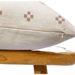 White & Tan Dot Hmong Pillow, Chiangmai Native Cotton Pillow Cover, Beige Batik Modern Farmhouse Boho Tribal - thumbnail 3