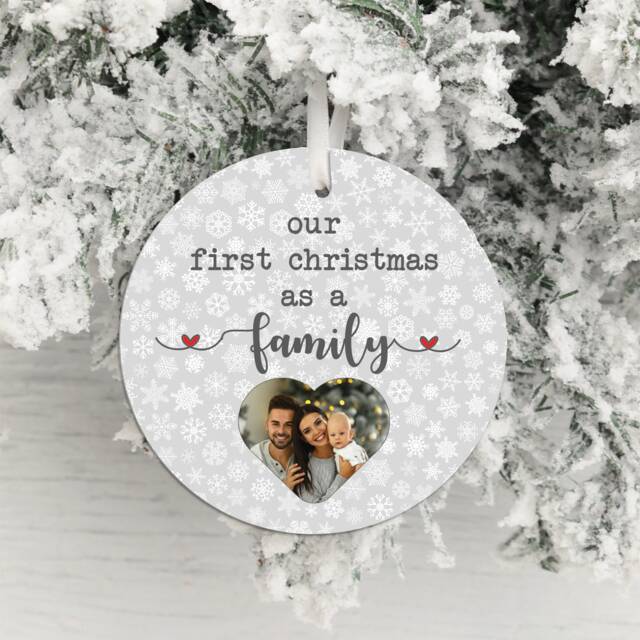 Our First Christmas As A Family Photo Upload Decoration, Bauble, Decoration - image 1