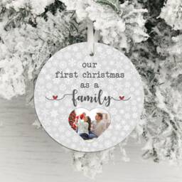 Our First Christmas As A Family Photo Upload Decoration, Bauble, Decoration - thumbnail 3