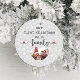 Our First Christmas As A Family Photo Upload Decoration, Bauble, Decoration - thumbnail 2