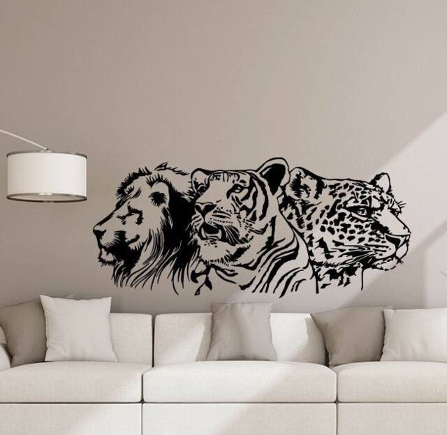 Lion Tiger Leopard Wall Decal Wild Animals Poster Africa Safari Vinyl Sticker Home Gift Kids Room Decor Playroom Nursery Art 9-56 - image 1