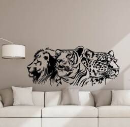 Lion Tiger Leopard Wall Decal Wild Animals Poster Africa Safari Vinyl Sticker Home Gift Kids Room Decor Playroom Nursery Art 9-56 - thumbnail 1