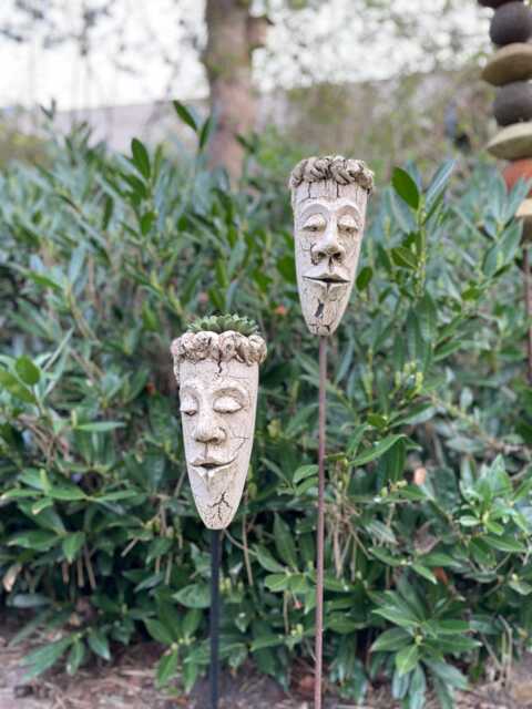 Succulent Pot Head 2Er Set Ceramic Handmade - Planting Garden Plug Frostproof Garden Decoration Heads Duo Without Plants - image 1