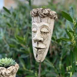 Succulent Pot Head 2Er Set Ceramic Handmade - Planting Garden Plug Frostproof Garden Decoration Heads Duo Without Plants - thumbnail 3