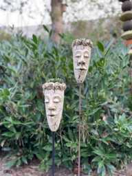 Succulent Pot Head 2Er Set Ceramic Handmade - Planting Garden Plug Frostproof Garden Decoration Heads Duo Without Plants