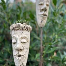 Succulent Pot Head 2Er Set Ceramic Handmade - Planting Garden Plug Frostproof Garden Decoration Heads Duo Without Plants - thumbnail 2
